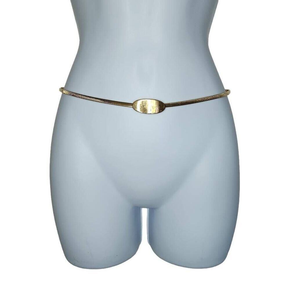 Vintage Women Accessories, Sarah Coventry Gold Metal Snake Chain Stretch Belt